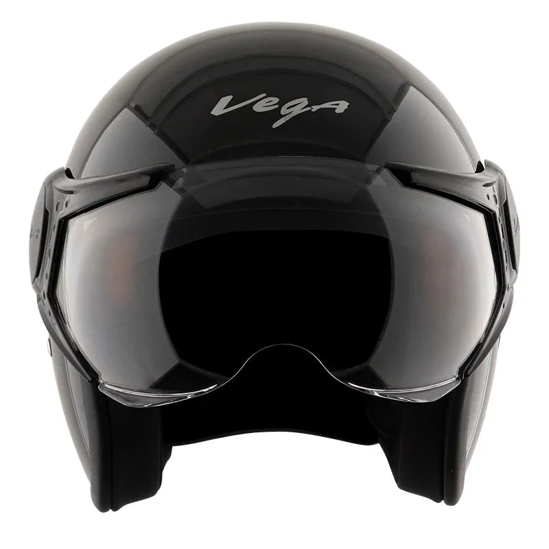 Vega Jet Star W/Visor Black Silver Helmet - Biker.Store - www.biker.store