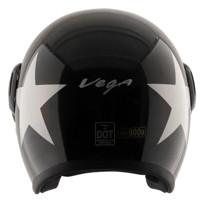 Vega Jet Star W/Visor Black Silver Helmet - Biker.Store - www.biker.store