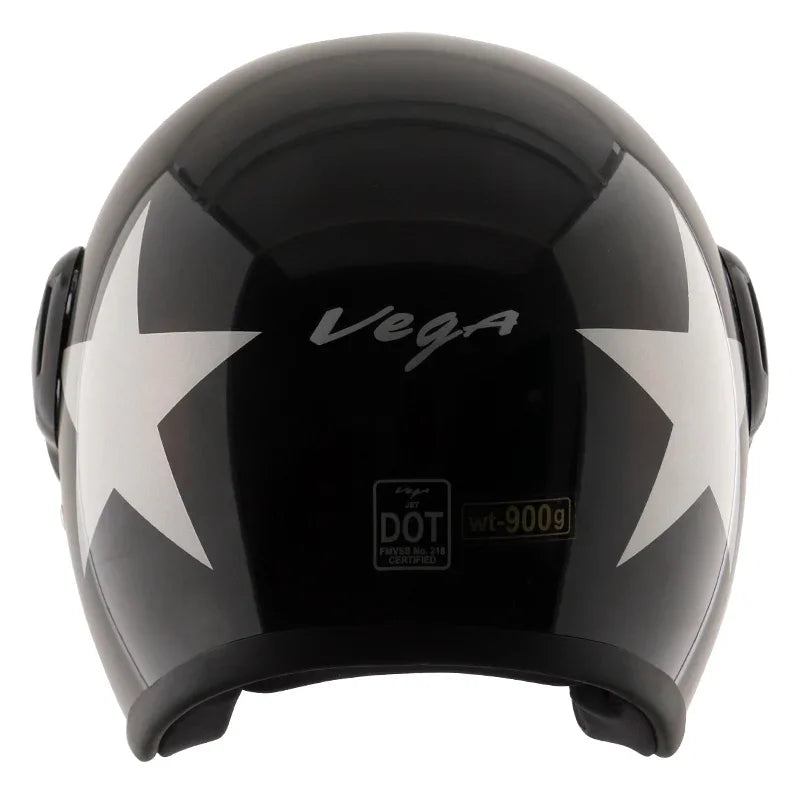 Vega Jet Star W/Visor Black Silver Helmet - Biker.Store - www.biker.store