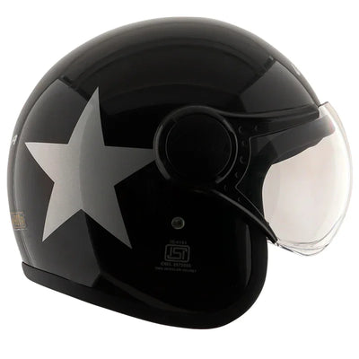 Vega Jet Star W/Visor Black Silver Helmet - Biker.Store - www.biker.store