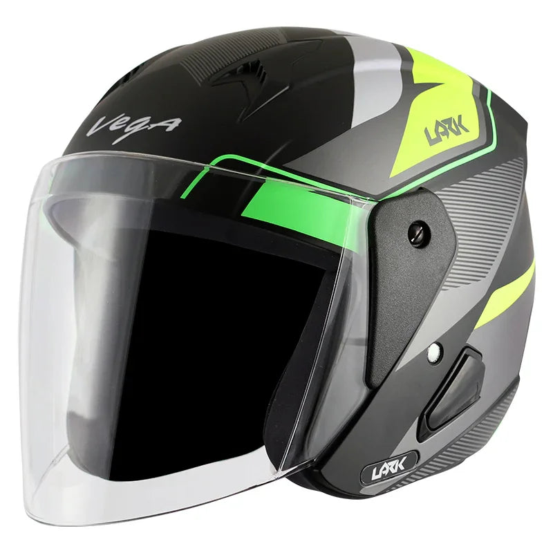 Vega Lark Legend Dull Black Neon Yellow Helmet - Biker.Store - www.biker.store