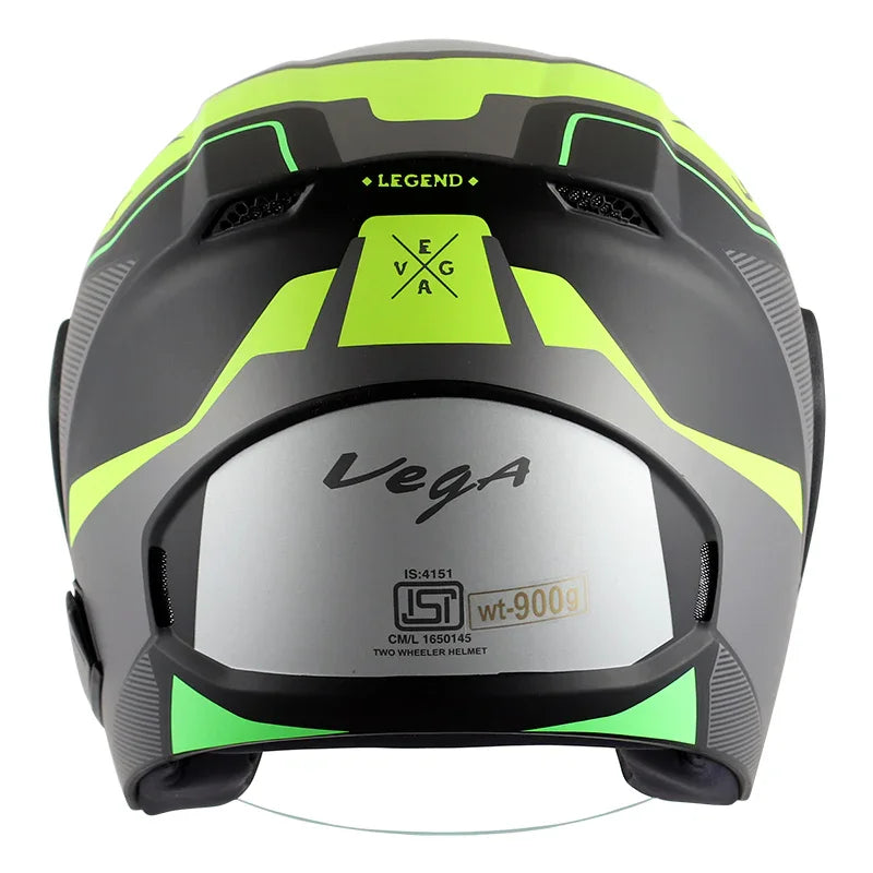Vega Lark Legend Dull Black Neon Yellow Helmet - Biker.Store - www.biker.store