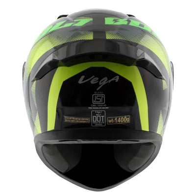 Vega Bolt Macho Black Neon Yellow Helmet - Biker.Store - www.biker.store