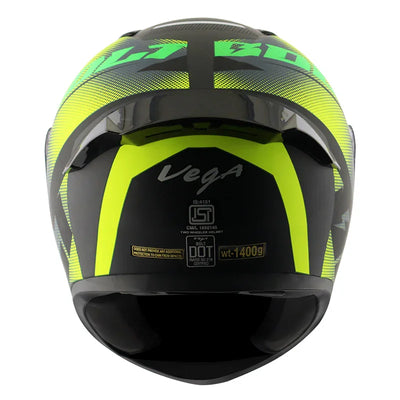 Vega Bolt Macho Dull Black Neon Yellow Helmet - Biker.Store - www.biker.store