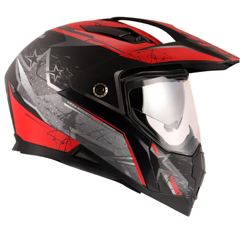 Vega Mount D/V MX Dirt Black Red Helmet - Biker.Store - www.biker.store