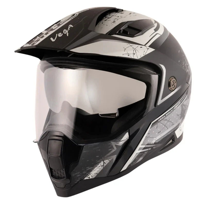 Vega Mount D/V MX Dirt Black Silver Helmet - Biker.Store - www.biker.store