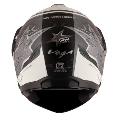 Vega Mount D/V MX Dirt Black Silver Helmet - Biker.Store - www.biker.store