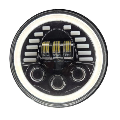 HJG New Indicator Harley Headlight 7Inch Round Led Headlight Fits in Royal Enfield All Models, Mahindra Thar - Biker.Store - www.biker.store