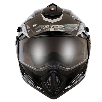 Vega Off Road D/V Camo Dull Black Silver Helmet - Biker.Store - www.biker.store
