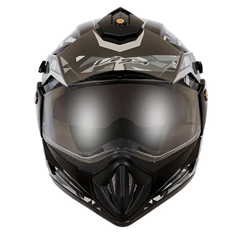 Vega Off Road D/V Camo Dull Black Silver Helmet - Biker.Store - www.biker.store
