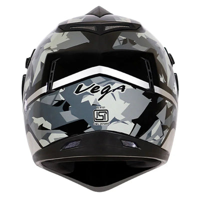 Vega Off Road D/V Camo Dull Black Silver Helmet - Biker.Store - www.biker.store