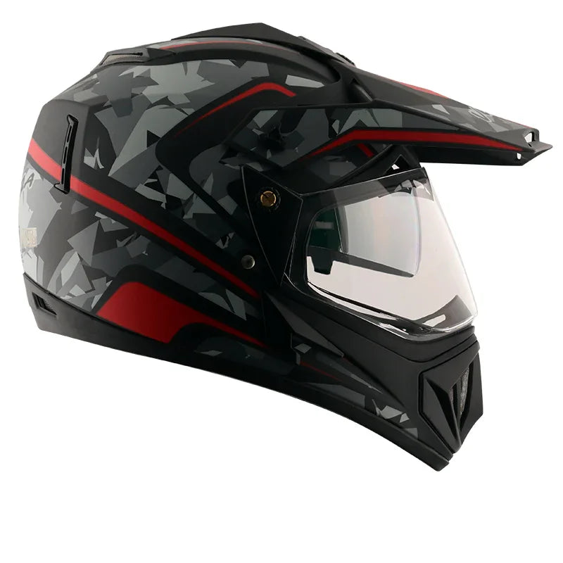 Vega Off Road D/V Camo Dull Black Red Helmet - Biker.Store - www.biker.store