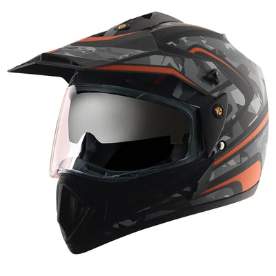 Vega Off Road D/V Camo Dull Black Orange Helmet - Biker.Store - www.biker.store