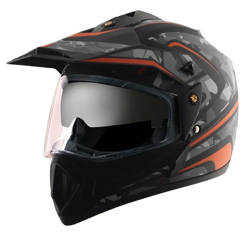 Vega Off Road D/V Camo Dull Black Orange Helmet - Biker.Store - www.biker.store