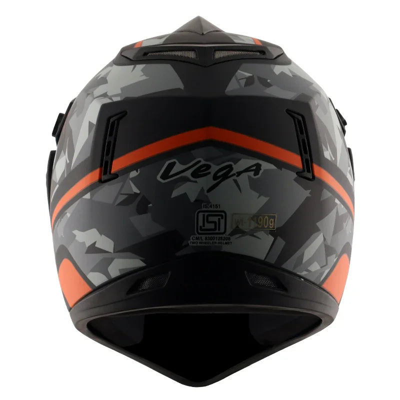 Vega Off Road D/V Camo Dull Black Orange Helmet - Biker.Store - www.biker.store