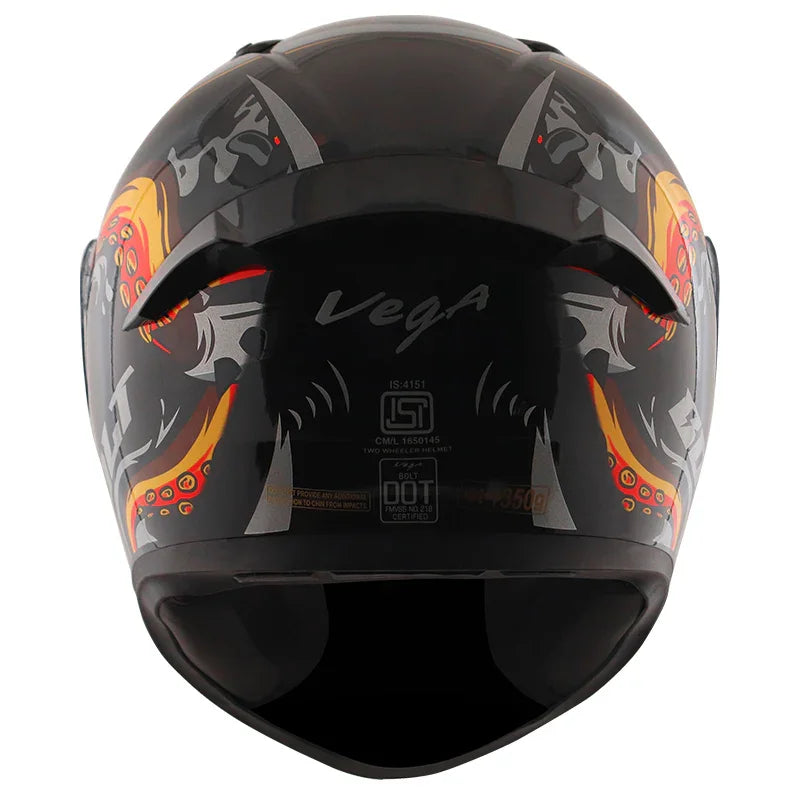 Vega Bolt Octopus Black Orange Helmet - Biker.Store - www.biker.store