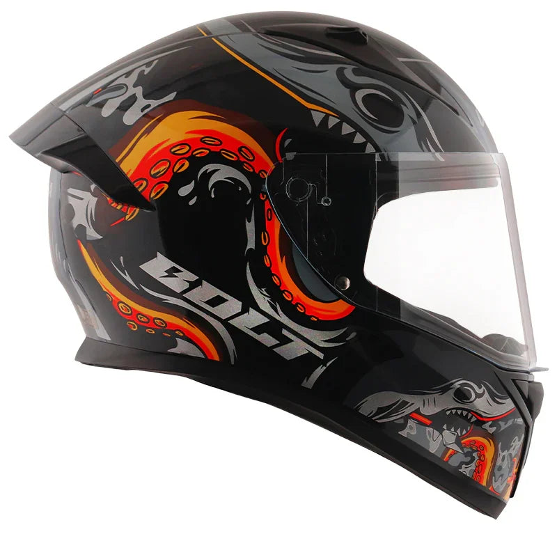 Vega Bolt Octopus Black Orange Helmet - Biker.Store - www.biker.store
