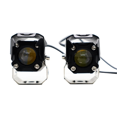 HJG 120W Projector Fog Light LED Work Light Fog Lamp Dual Color Motorcycle Lights Spot Light High beam/Low beam Electric Cars (Headlights) (12-80V DC – 60W) - Biker.Store - www.biker.store