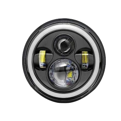 HJG 7 Inch LED Headlight with Spotless and Bright DRL Fits in Royal Enfield (All Model) And Mahindra Thar (12V-80V DC 75w) - Biker.Store - www.biker.store