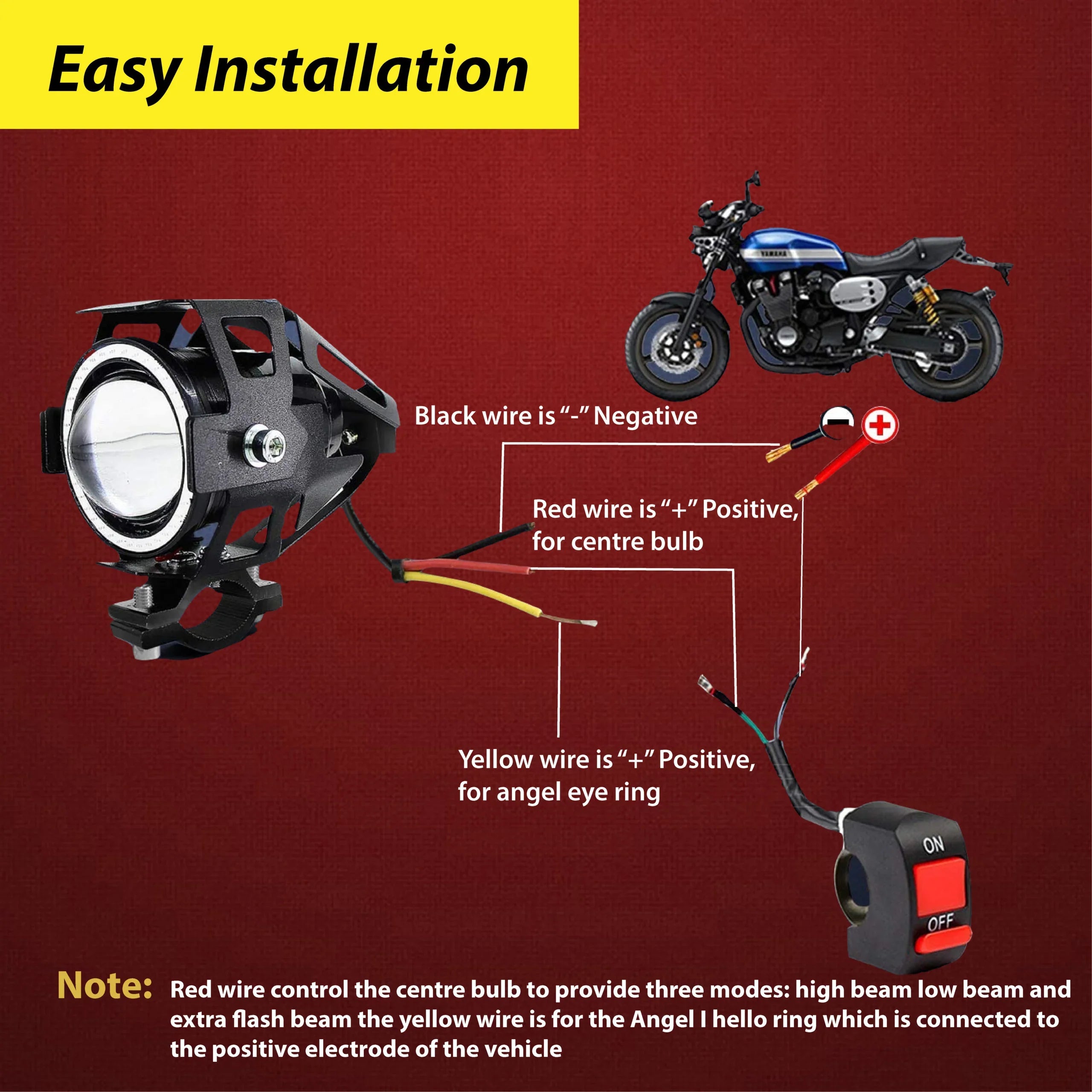 HJG U7 Projector Lens Foglight (Set of 2 with switch) - UNIVERSAL for All Cars & Bikes - Biker.Store - www.biker.store