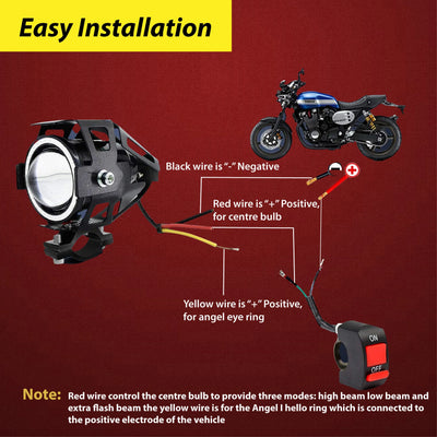 HJG U7 Projector Lens Foglight (Set of 2 with switch) - UNIVERSAL for All Cars & Bikes - Biker.Store - www.biker.store