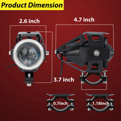HJG U7 Projector Lens Foglight (Set of 2 with switch) - UNIVERSAL for All Cars & Bikes - Biker.Store - www.biker.store
