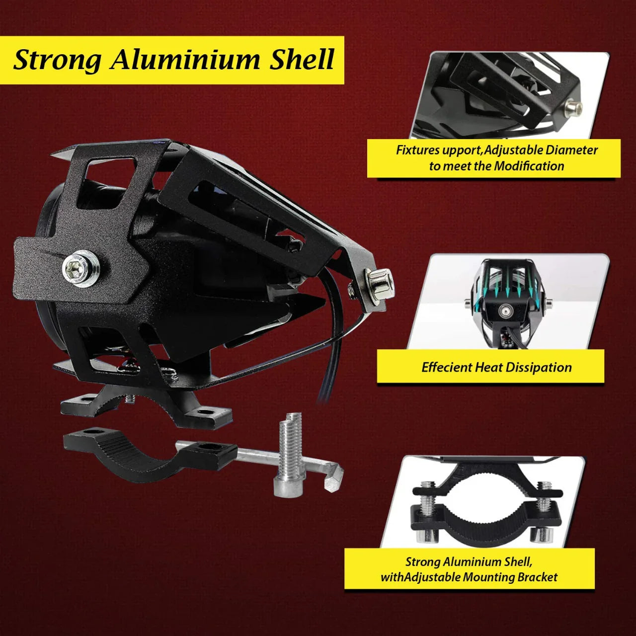 HJG U7 Projector Lens Foglight (Set of 2 with switch) - UNIVERSAL for All Cars & Bikes - Biker.Store - www.biker.store