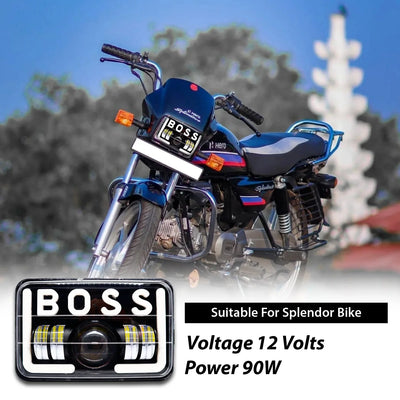 Splendor BOSS DRL LED Projector Headlight Assembly Hi/Low Beam With BOSS DRL For Hero Splendor Plus, Splendor Pro, Splendor - Biker.Store - www.biker.store