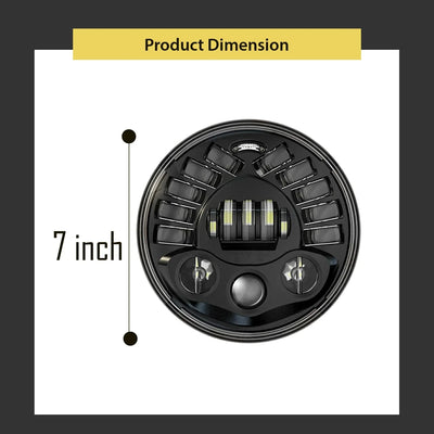 7 Inch Round Headlight with Turn Signal Indicator & Hi/Low Beam for Bullet, Mahindra Thar - Biker.Store - www.biker.store