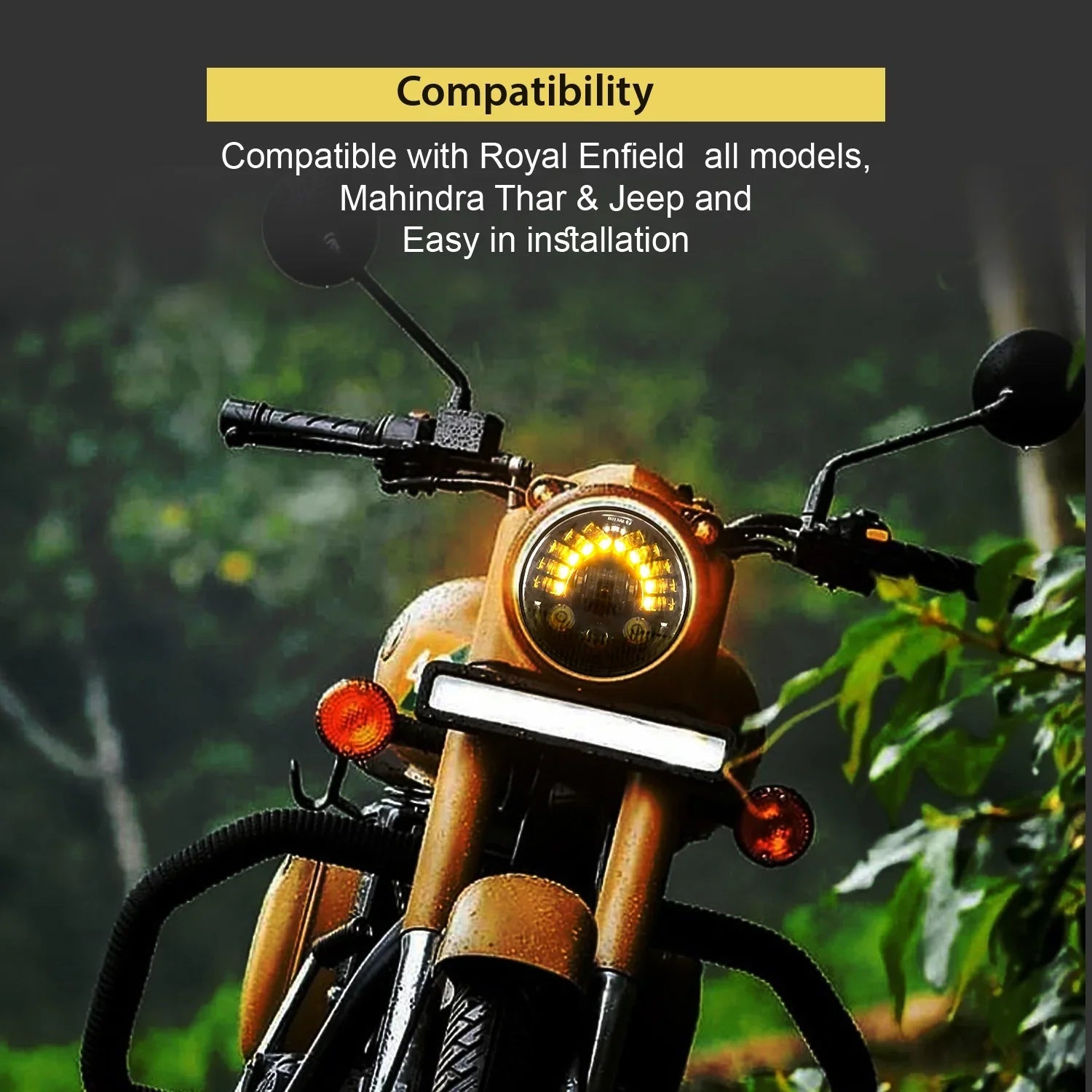 7 Inch Round Headlight with Turn Signal Indicator & Hi/Low Beam for Bullet, Mahindra Thar - Biker.Store - www.biker.store