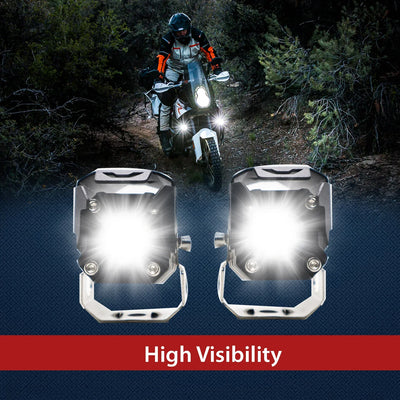 HJG 120W Projector Fog Light LED Work Light Fog Lamp Dual Color Motorcycle Lights Spot Light High beam/Low beam Electric Cars (Headlights) (12-80V DC – 60W) - Biker.Store - www.biker.store