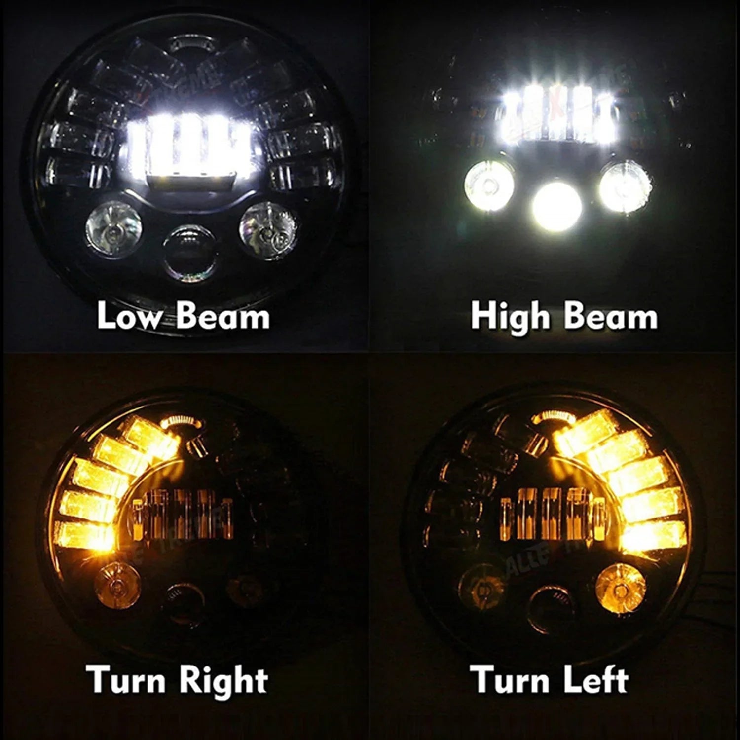 7 Inch Round Headlight with Turn Signal Indicator & Hi/Low Beam for Bullet, Mahindra Thar - Biker.Store - www.biker.store