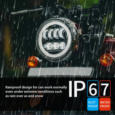 7 Inch New Round LED Headligh Fits in Jawa with High Beam, Low Beam (12V-80V 75W) - Biker.Store - www.biker.store