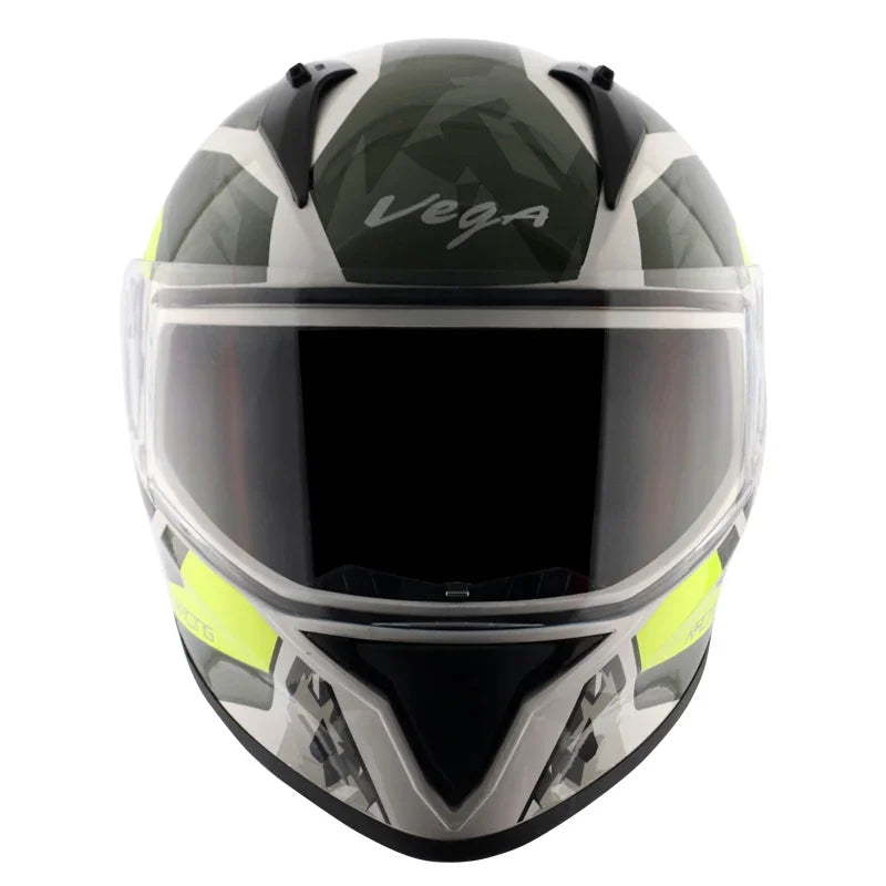 Vega Bolt Rapid White Neon Yellow Helmet - Biker.Store - www.biker.store