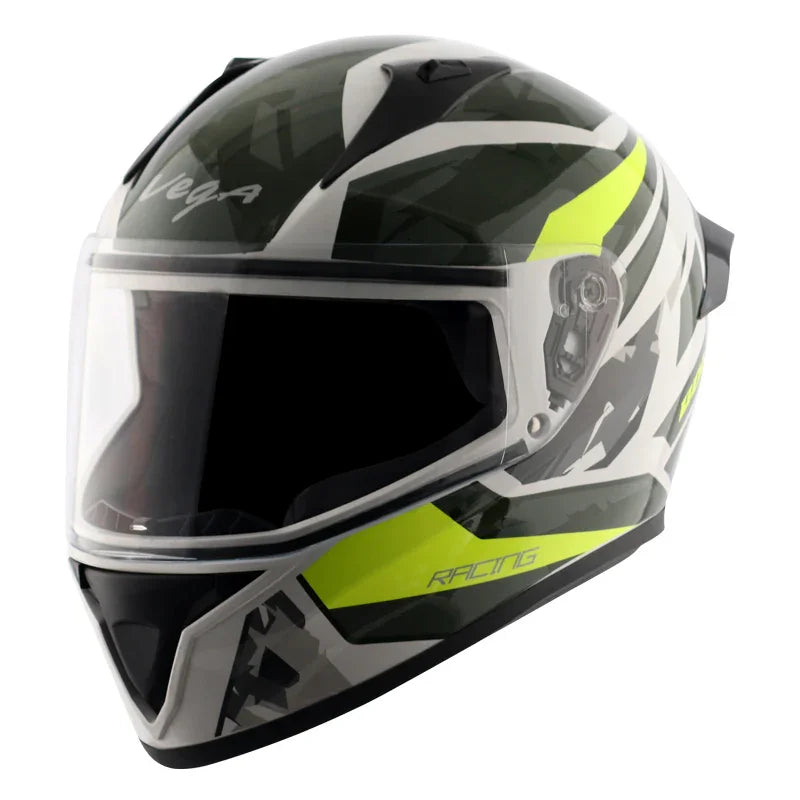 Vega Bolt Rapid White Neon Yellow Helmet - Biker.Store - www.biker.store