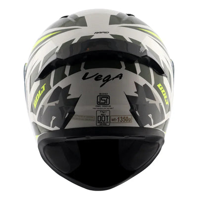 Vega Bolt Rapid White Neon Yellow Helmet - Biker.Store - www.biker.store