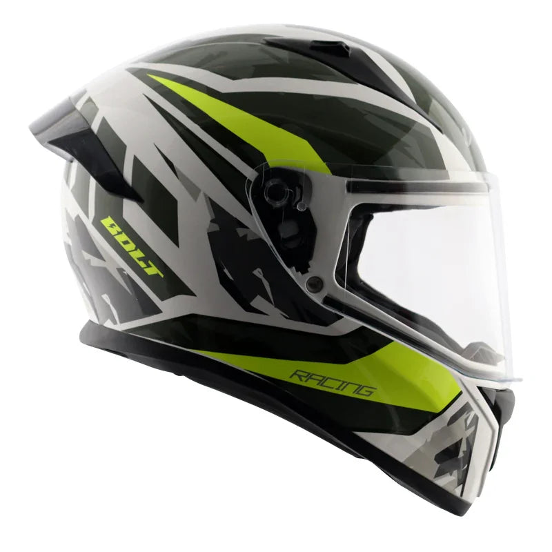 Vega Bolt Rapid White Neon Yellow Helmet - Biker.Store - www.biker.store