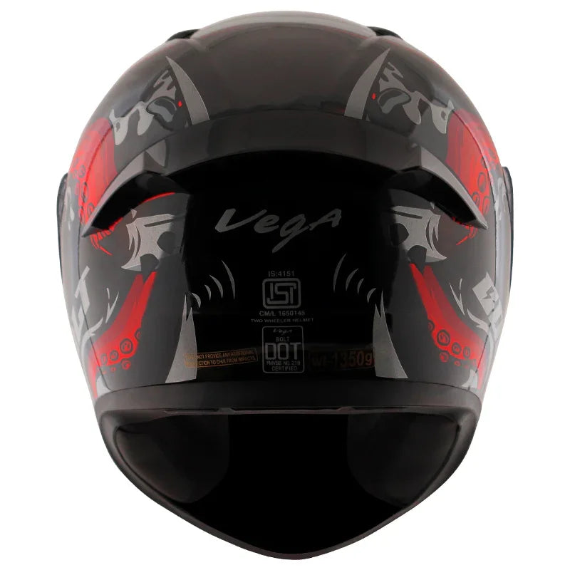 Vega Bolt Octopus Black Red Helmet - Biker.Store - www.biker.store