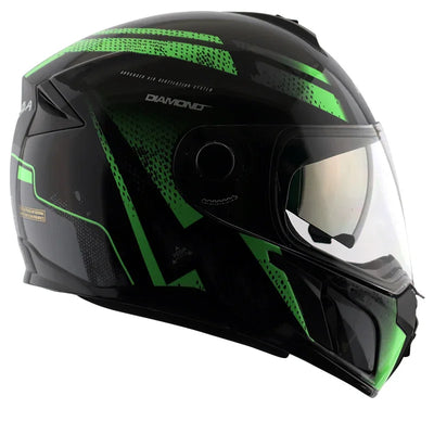 Vega Ryker D/V Diamond Black Green Helmet - Biker.Store - www.biker.store