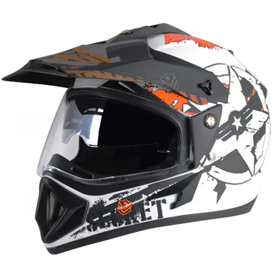 Vega Off Road D/V Secret Dull White Black Helmet - Biker.Store - www.biker.store
