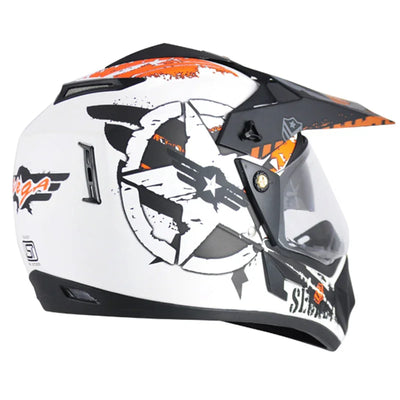 Vega Off Road D/V Secret Dull White Black Helmet - Biker.Store - www.biker.store