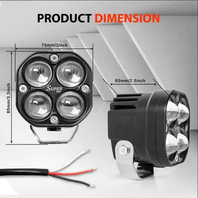 Super IMPORTED 120W Bike 4x4 LED FOG LIGHT ORIGINAL Super Bright Spot Flood Beam Driving Lamp for All Motorcycles & Bikes (120W (2 * 60W), White Light, 2 PCS) - Biker.Store - www.biker.store