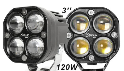 Super IMPORTED 120W Bike 4x4 LED FOG LIGHT ORIGINAL Super Bright Spot Flood Beam Driving Lamp for All Motorcycles & Bikes (120W (2 * 60W), White Light, 2 PCS) - Biker.Store - www.biker.store