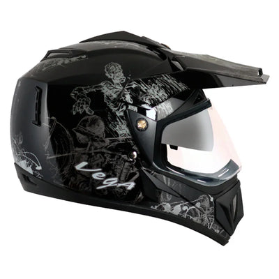 Vega Off Road D/V Sketch Black Silver Helmet - Biker.Store - www.biker.store