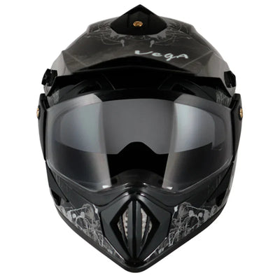 Vega Off Road D/V Sketch Black Silver Helmet - Biker.Store - www.biker.store