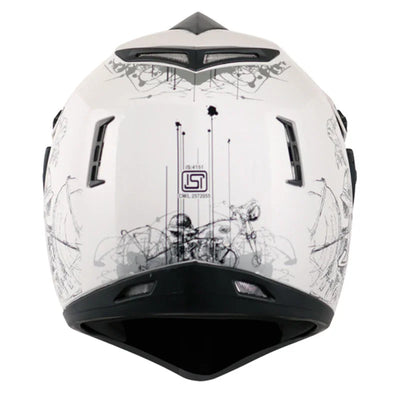 Vega Off Road D/V Sketch White Silver Helmet - Biker.Store - www.biker.store