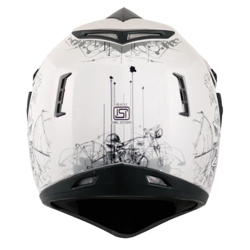 Vega Off Road D/V Sketch White Silver Helmet - Biker.Store - www.biker.store