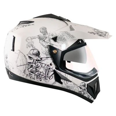 Vega Off Road D/V Sketch White Silver Helmet - Biker.Store - www.biker.store