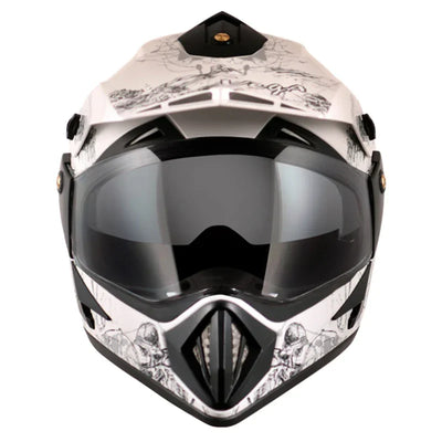 Vega Off Road D/V Sketch White Silver Helmet - Biker.Store - www.biker.store