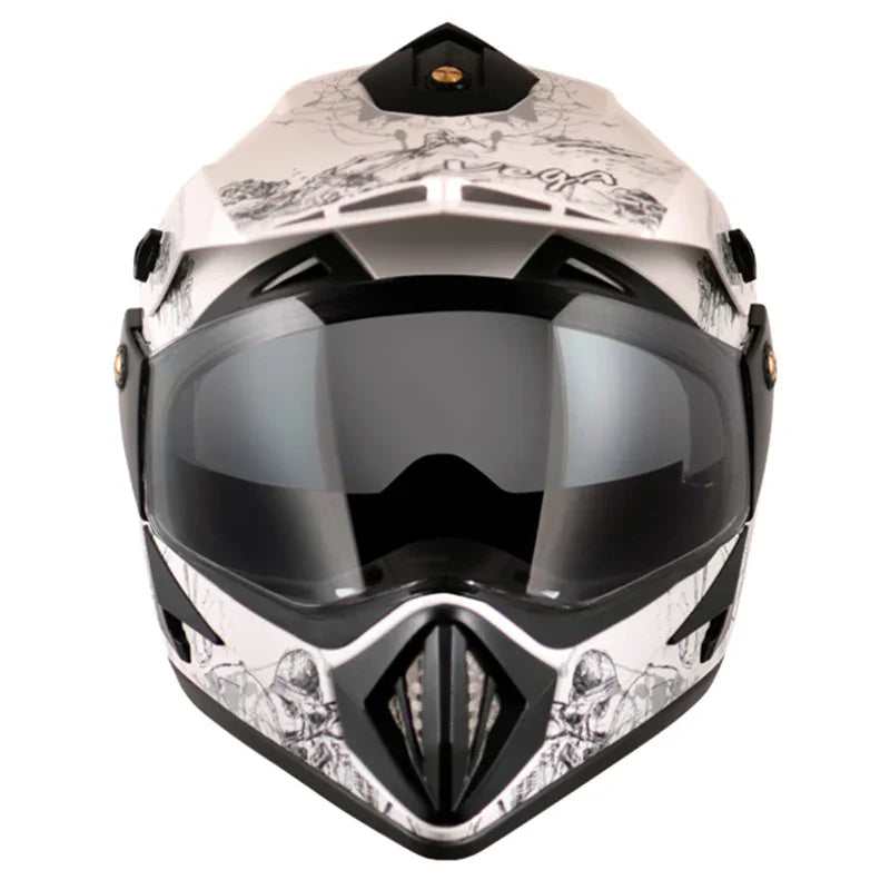 Vega Off Road D/V Sketch White Silver Helmet - Biker.Store - www.biker.store